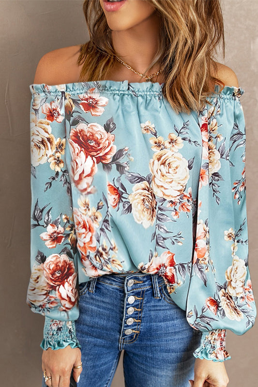 Floral Frill Trim Off-Shoulder Top