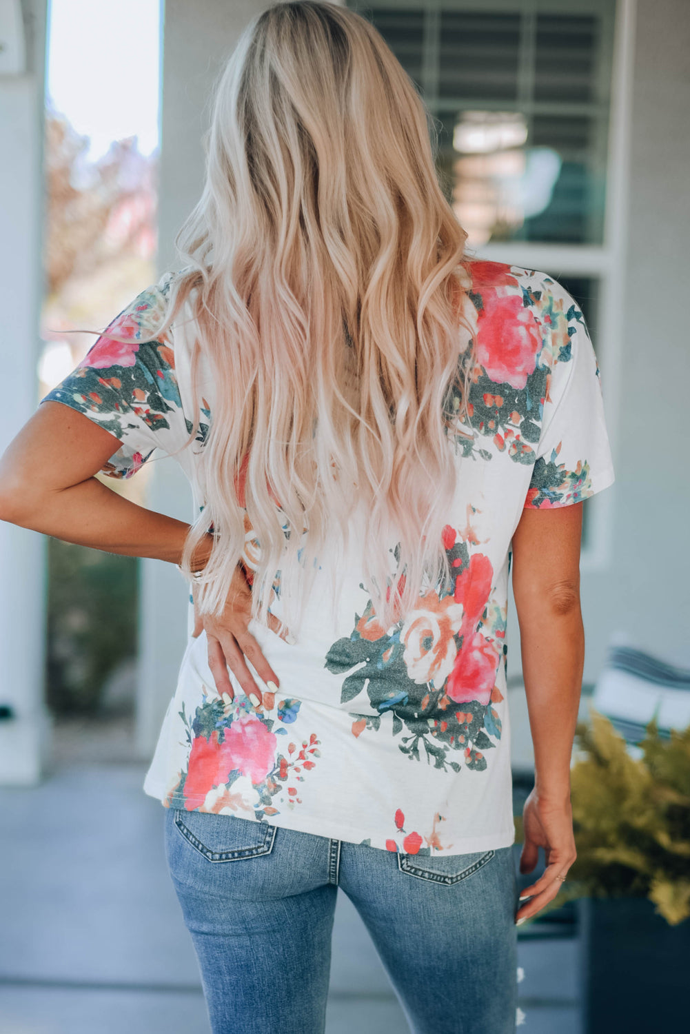 Floral V-Neck Tee