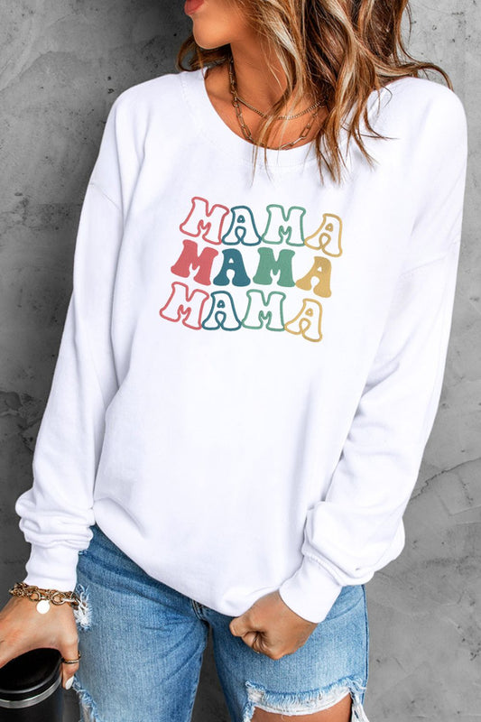 Mama Round Neck Drop Shoulder Crewneck